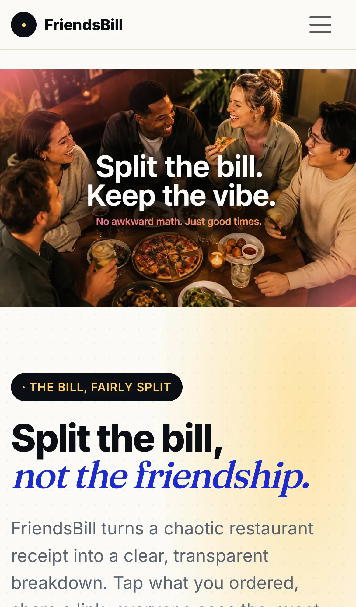 FriendsBill.com on iPhone
