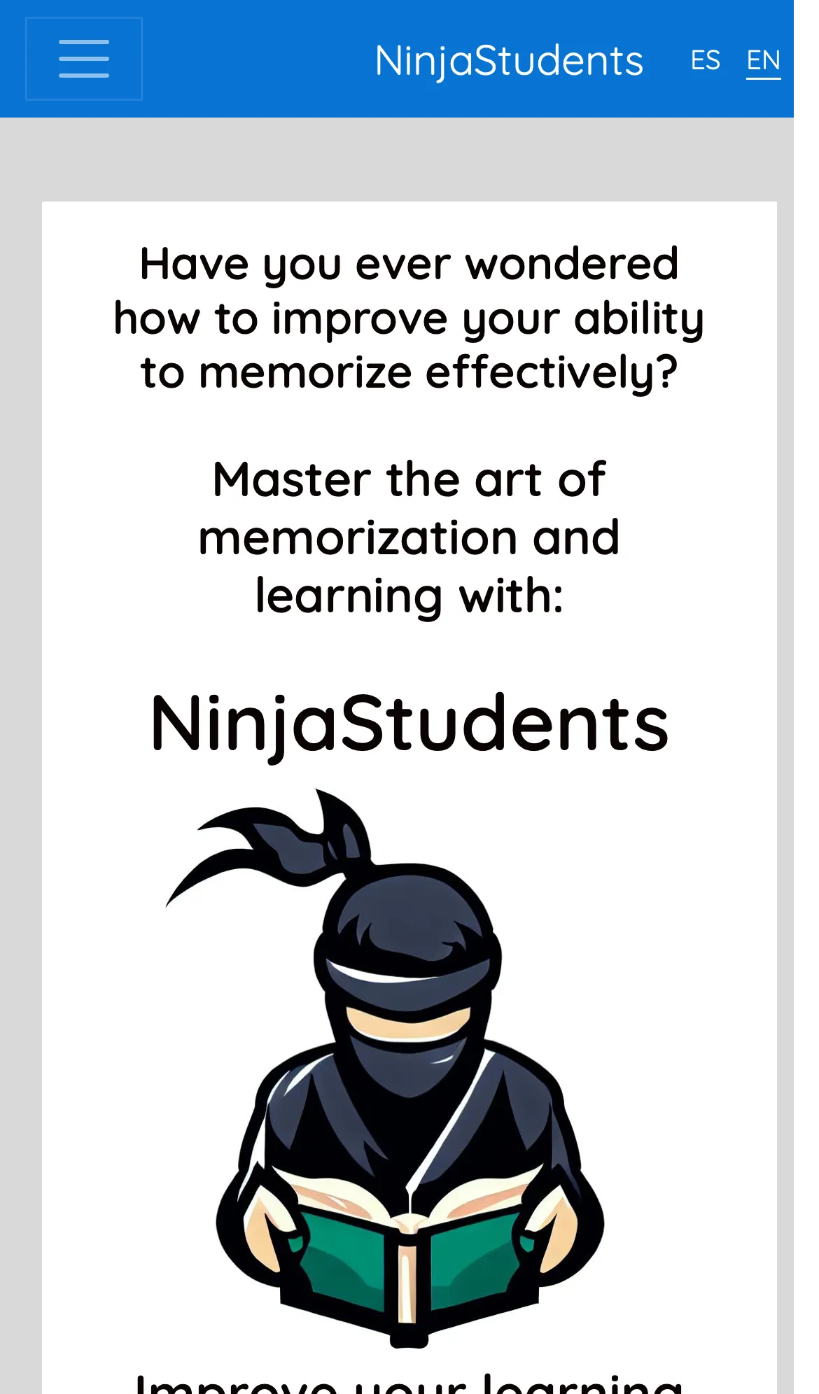NinjaStudents.com on iPhone